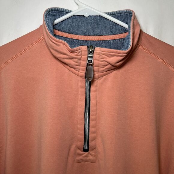 Johnston & Murphy 1/4 Zip Pullover Sweater Men Size Large Peach Orange Mock Neck - Picture 2 of 11